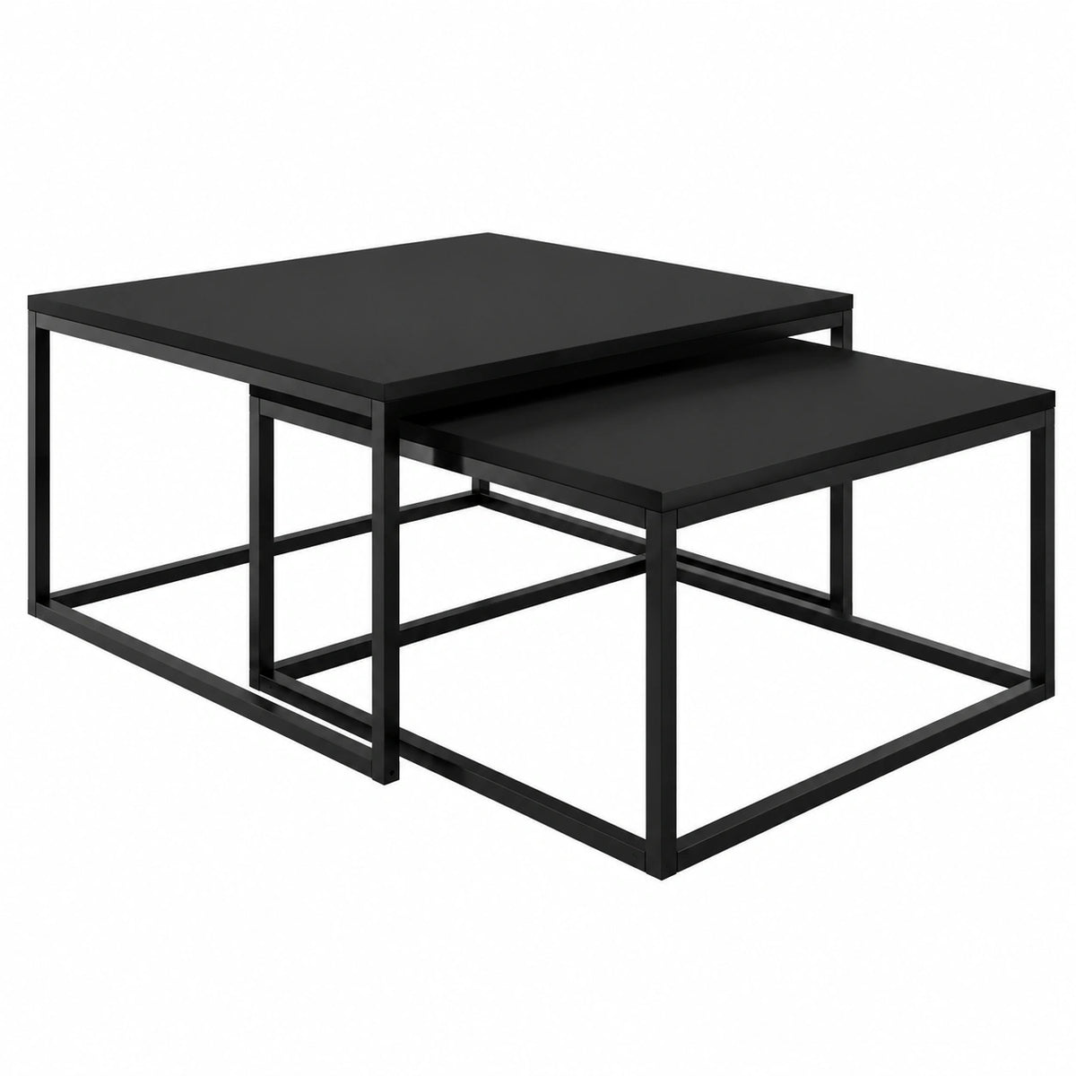 Couchtisch – 2er-Set, 65 × 65 cm, Industriestil, aus Metall, Schwarz, für Wohnzimmer