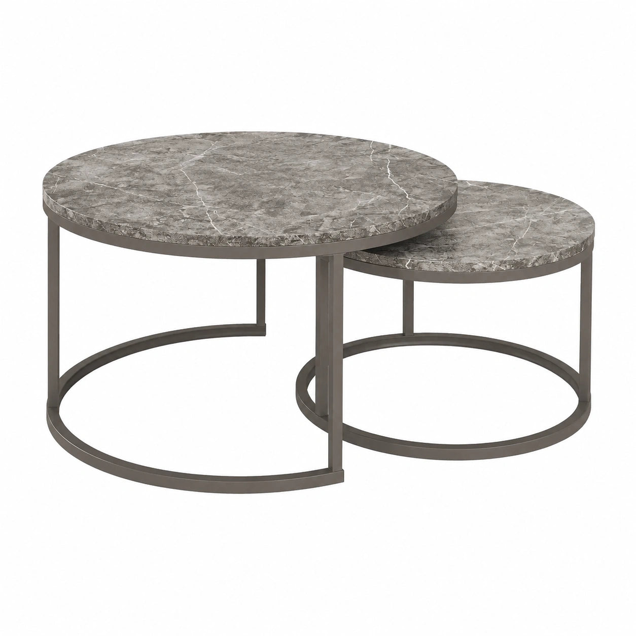 Couchtisch – 60 × 60 × 35 cm, runde Form, Grau
