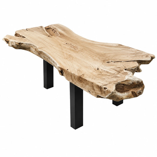 Couchtisch – 110 × 60 × 40 cm, aus Teakholz, Schwarz