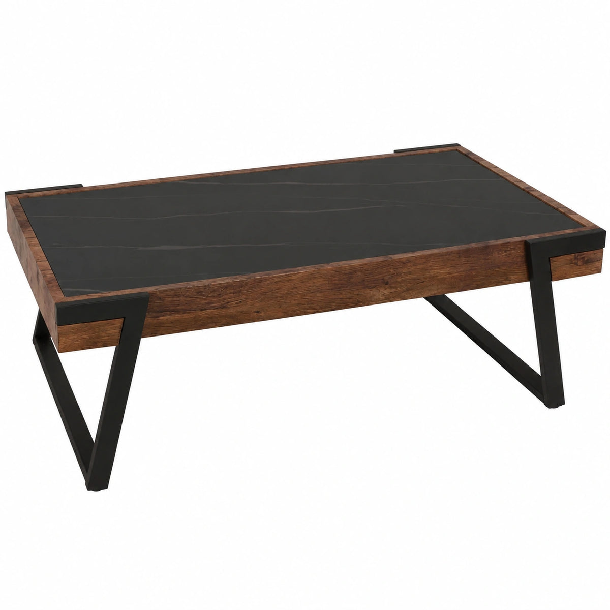 Couchtisch – 43 × 120 × 64 cm, Dunkelbraun und Schwarz