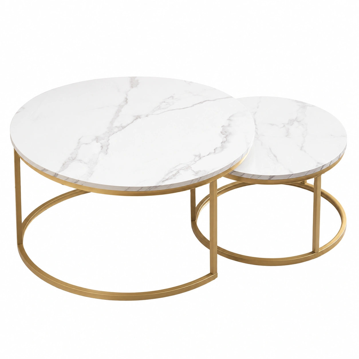 Couchtisch – 2er-Set, moderner Stil, runde Form, Gold, für Wohnzimmer