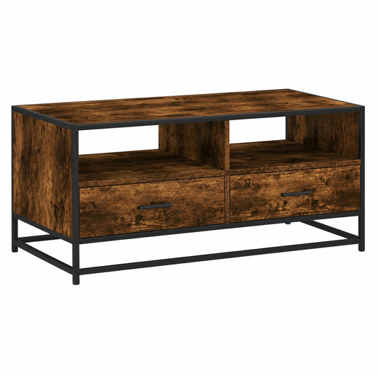 Couchtisch – 100 × 50 × 45 cm, Industriestil, mit Stauraum, mit Ablagen, aus Holzwerkstoff und Metall