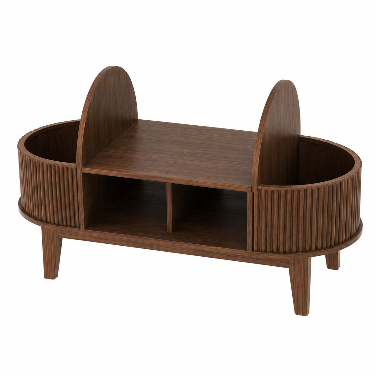 Couchtisch – 100 × 50 × 40.5 cm, ovale Form, mit Stauraum, aus Holz, für Wohnzimmer