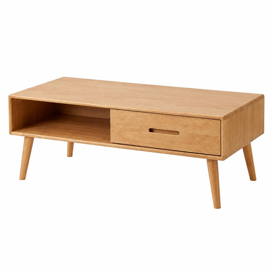 Couchtisch – 100 × 50 × 43 cm, skandinavischer Stil, mit Schubladen, aus Massivholz