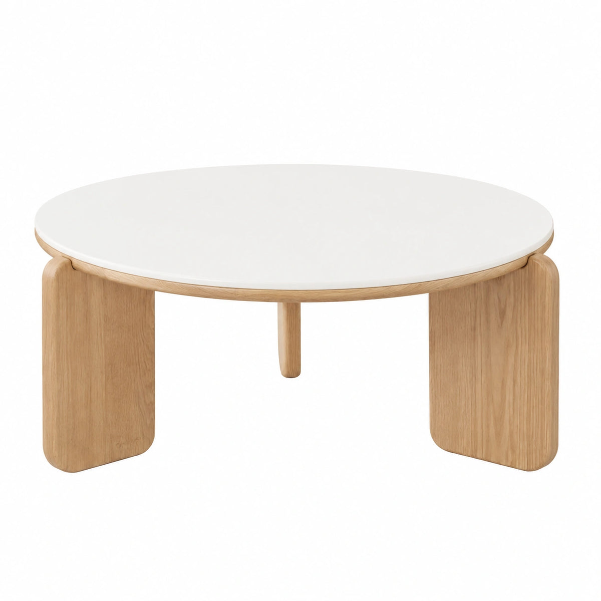 Couchtisch – 80 cm, moderner Stil, runde Form, aus Massivholz und Eichenholz, für Wohnzimmer und Büro