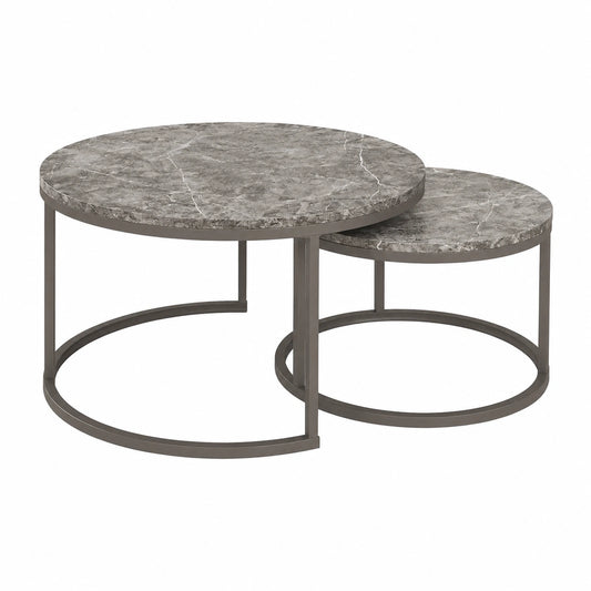 Couchtisch – 60 × 60 × 35 cm, runde Form, Grau