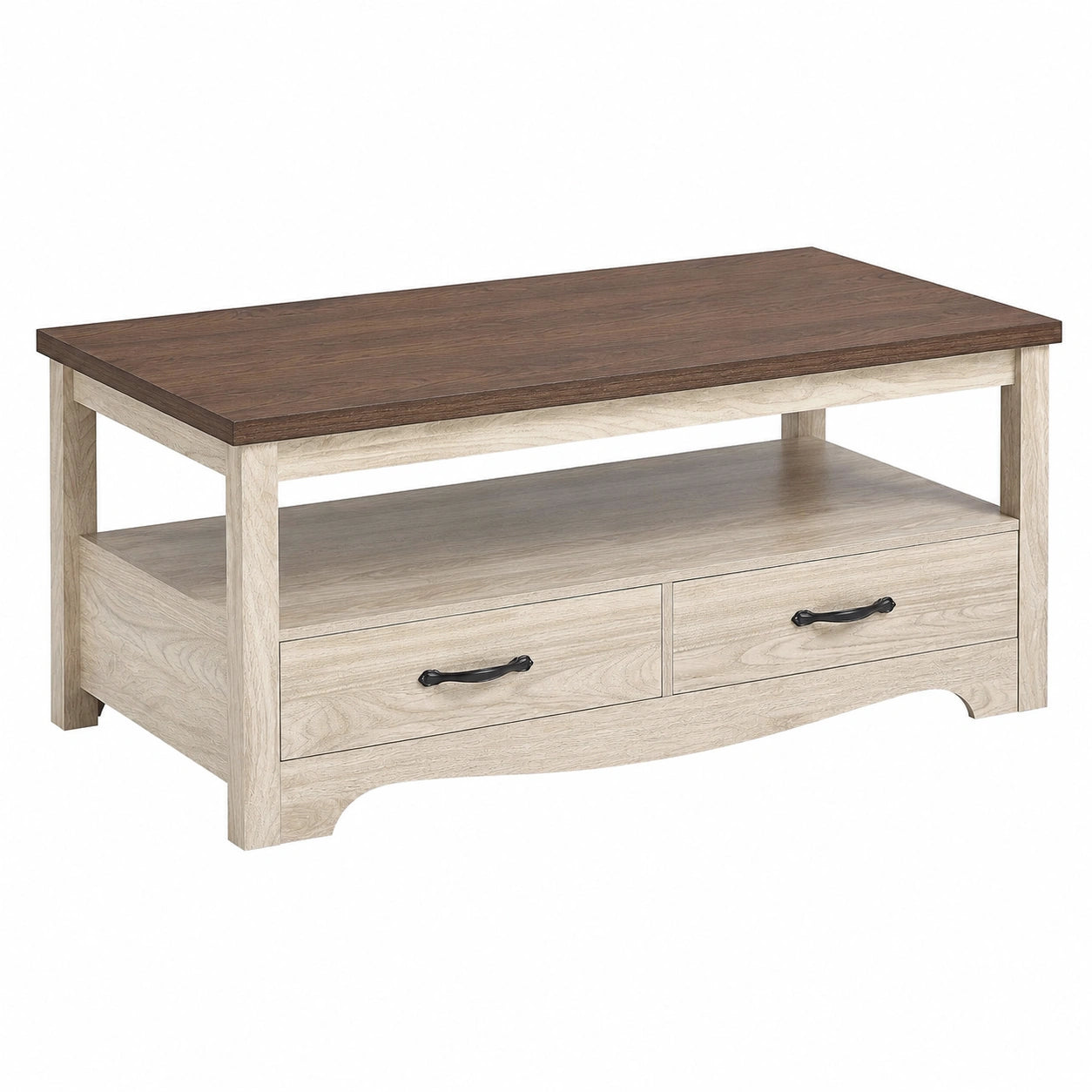 Couchtisch – mit Stauraum, aus Eichenholz und Holz, für Wohnzimmer