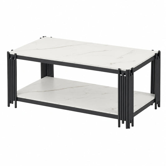 Couchtisch – moderner Stil, rechteckige Form, Schwarz und Gold