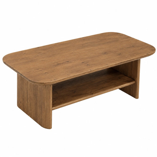 Couchtisch – 120 cm, mit Stauraum, aus Massivholz, Braun, für Wohnzimmer und Büro